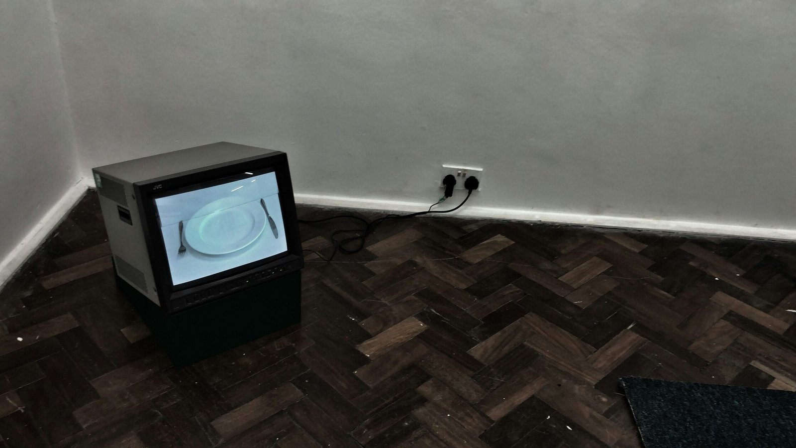 a television on a wood floor