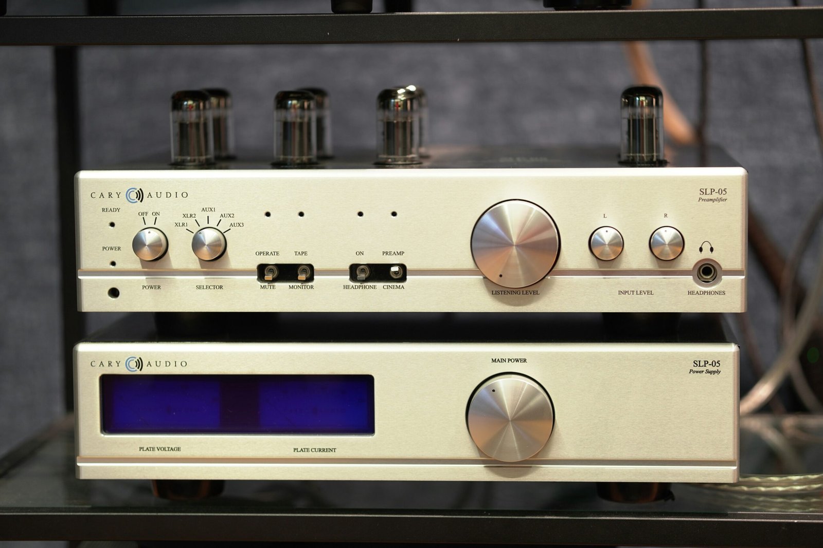 Two hi-fi audio components stacked together.