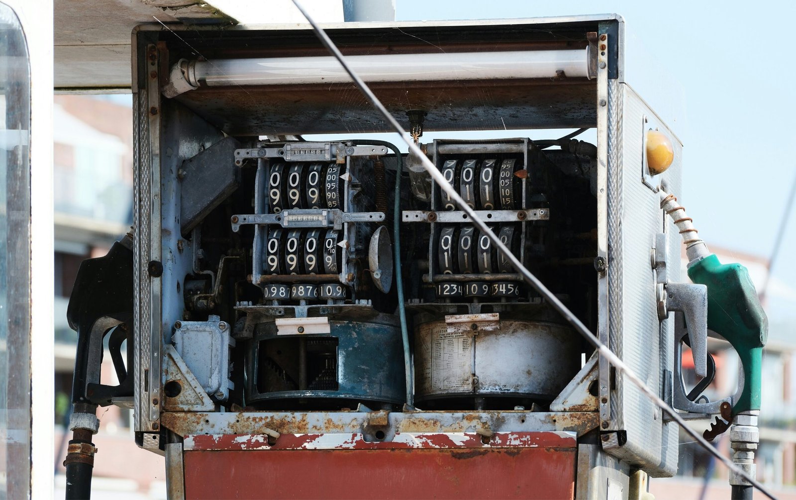 A close up of a machine on a street