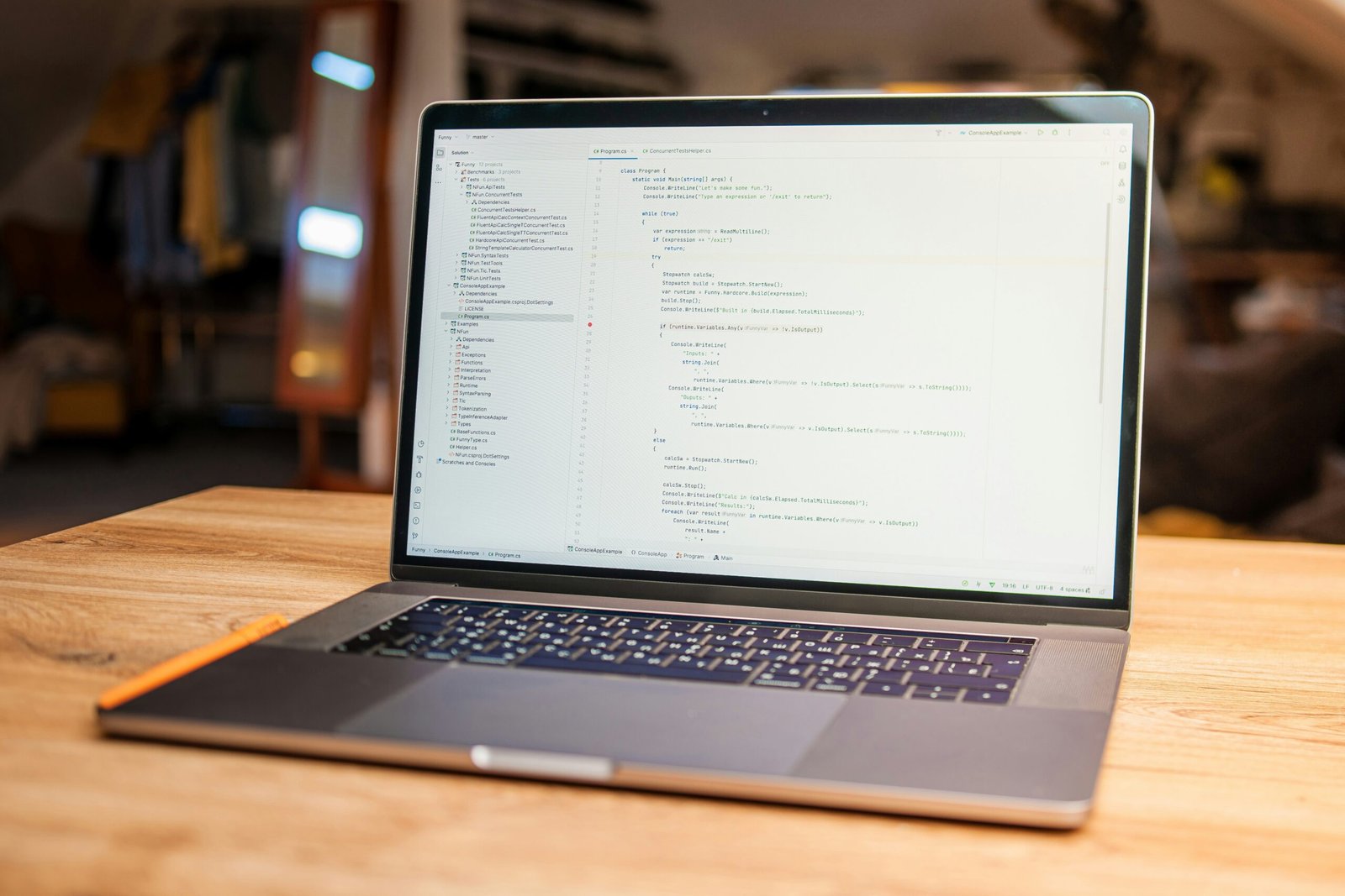 Laptop displaying lines of code on screen