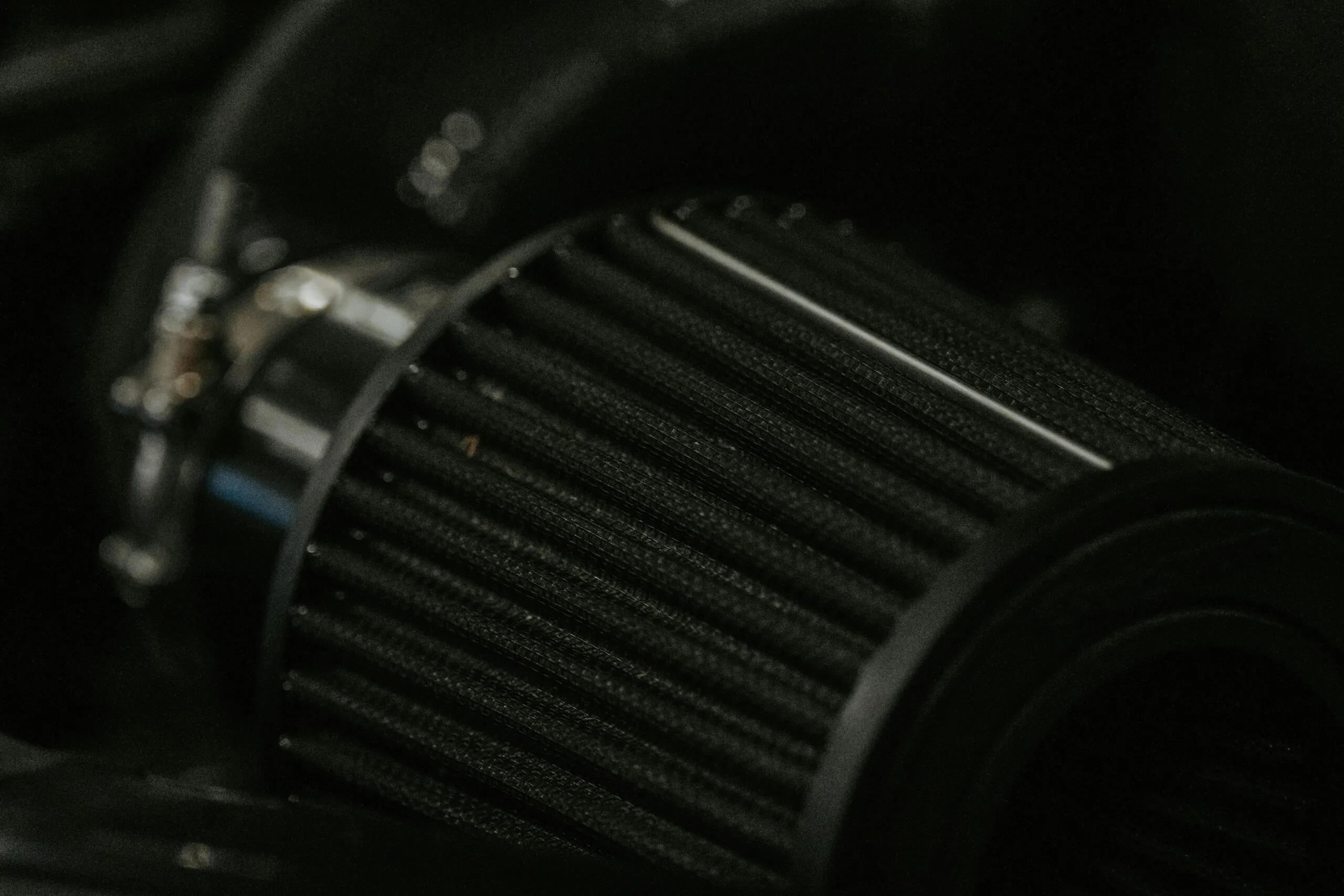 A close up of a motorcycle air filter