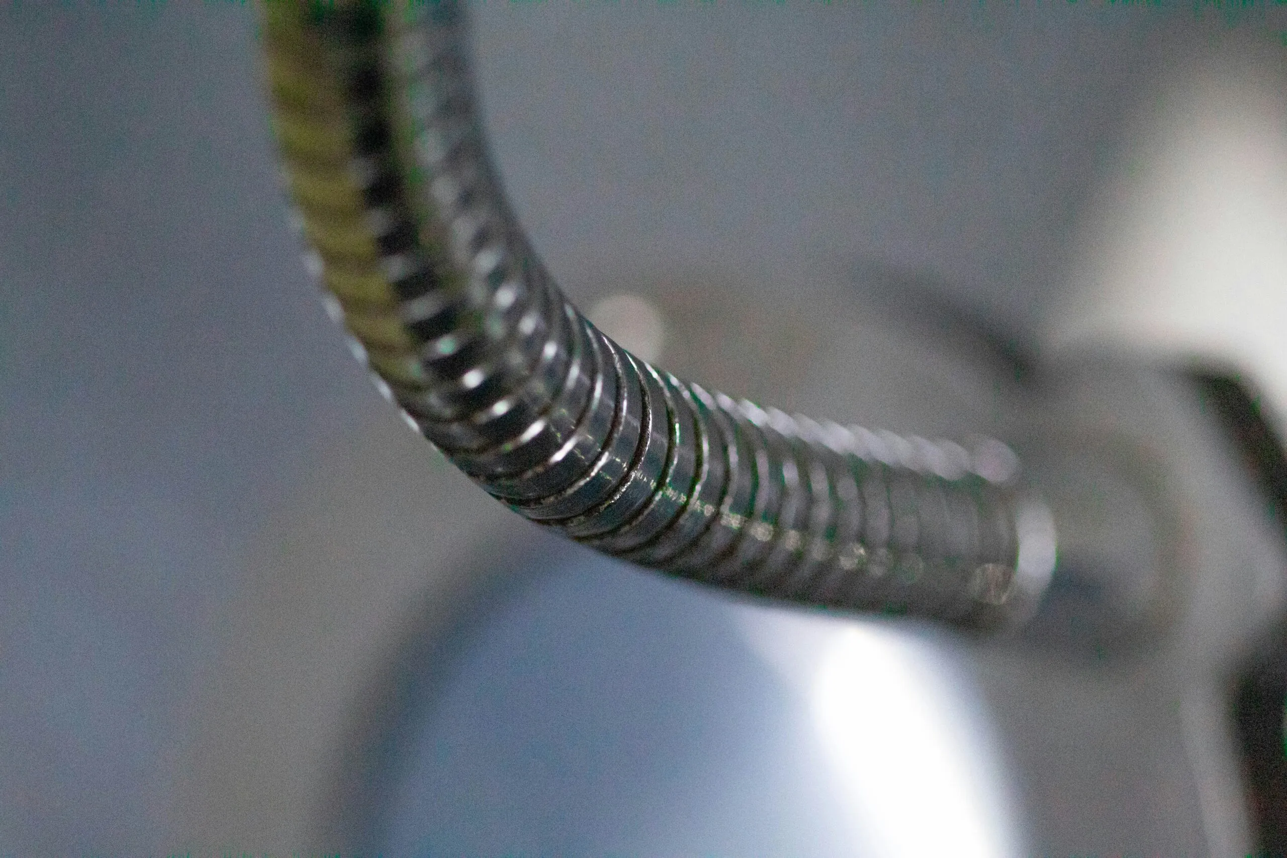 a close up view of a metal object