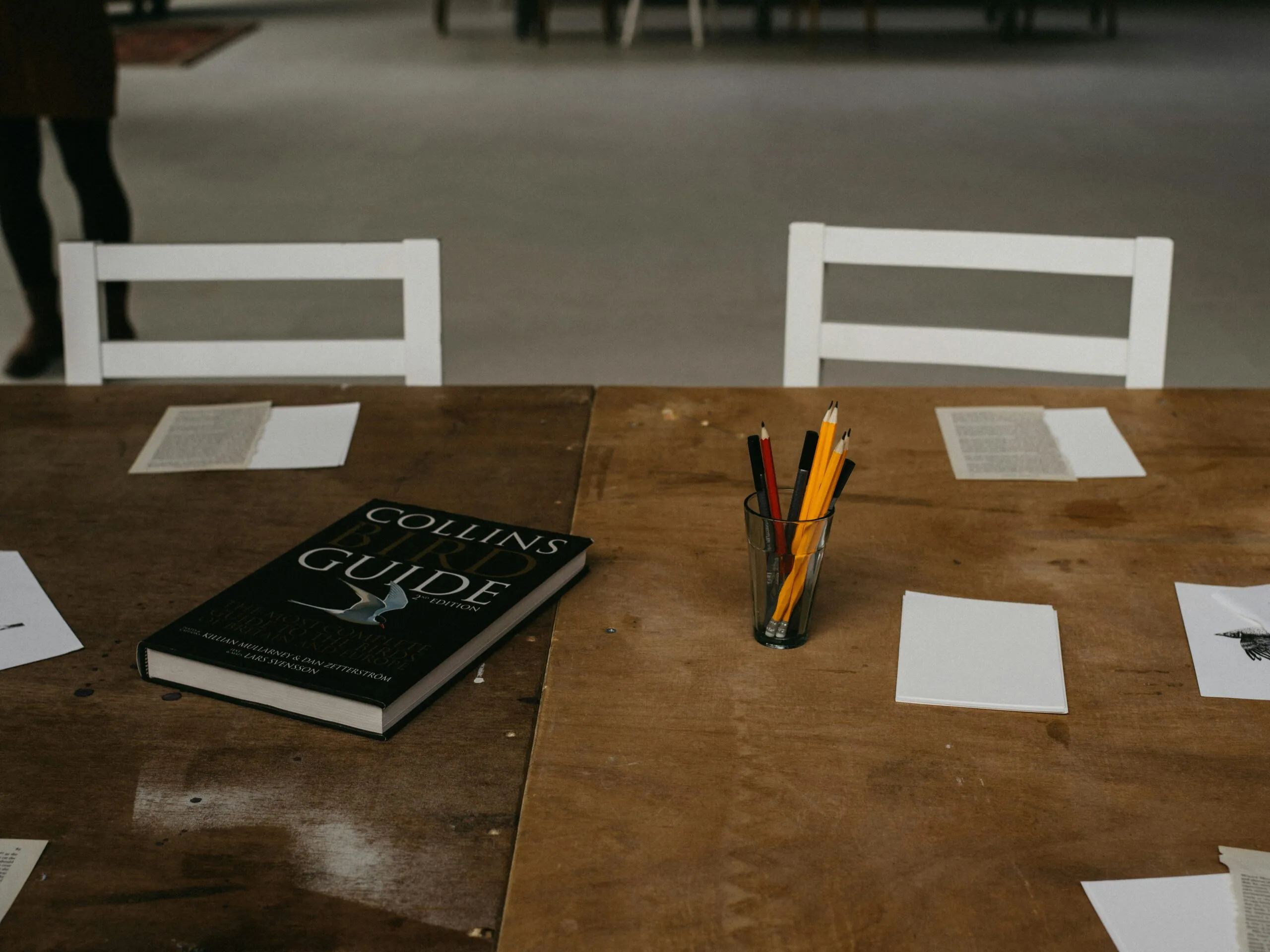 two black and white wooden boards