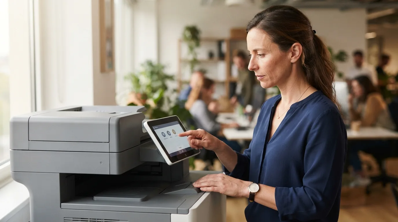 a person configuring an office printer