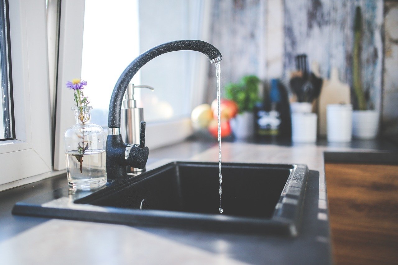 tap, black, faucet, kitchen, nature, sink, interior, design, modern, water