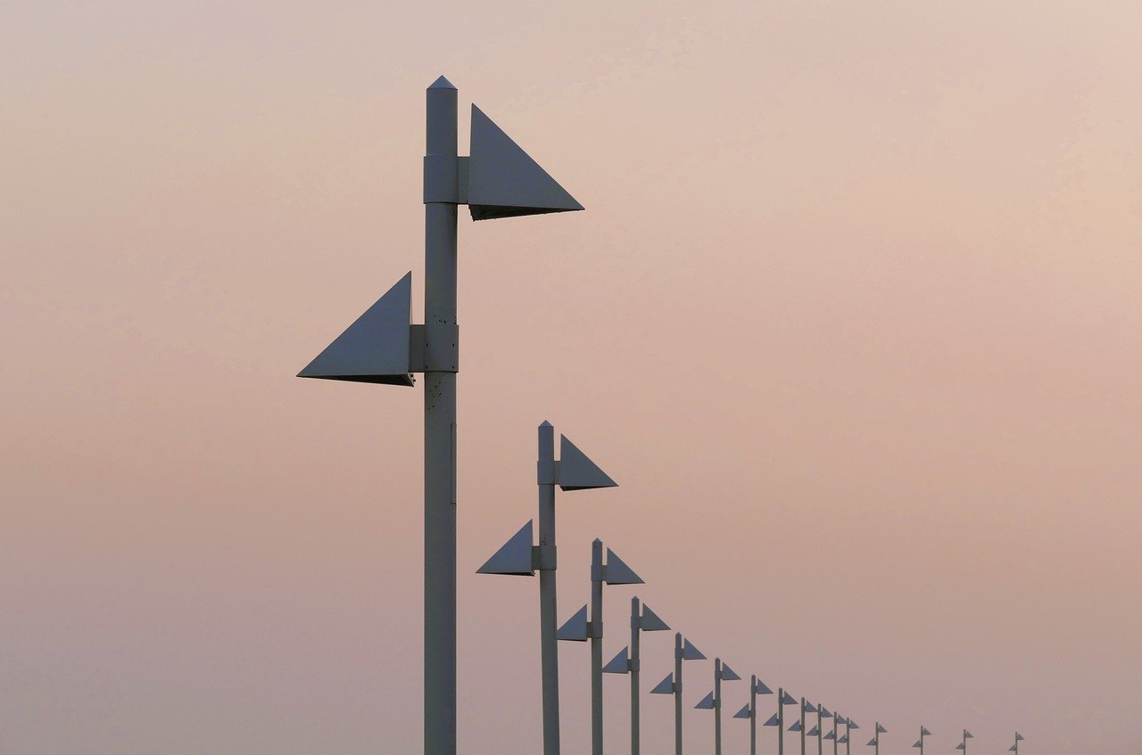 lamps, lighting, sunrise, light, street lamp, lantern, road, nature, path, pedestrian