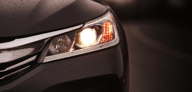 Luxury sports car front headlights banner.