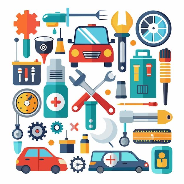 Modern Mobile Repair and Maintenance Icons Comprehensive Set for Smartphone and Automotive Services