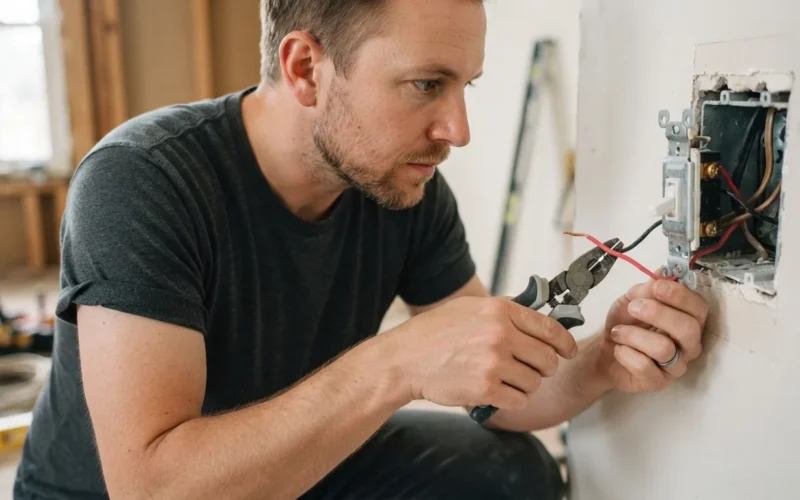 a person connecting wires to a switch